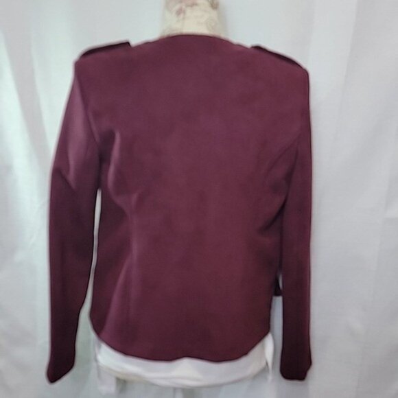 Women's Philosphy Burgundy Military Style Blazer Jacket Sz XS Faux Suede Padded - Picture 2 of 12